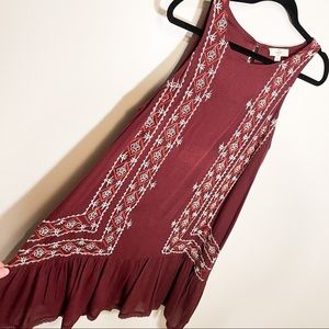 Entro Maroon Embroidered Dress
